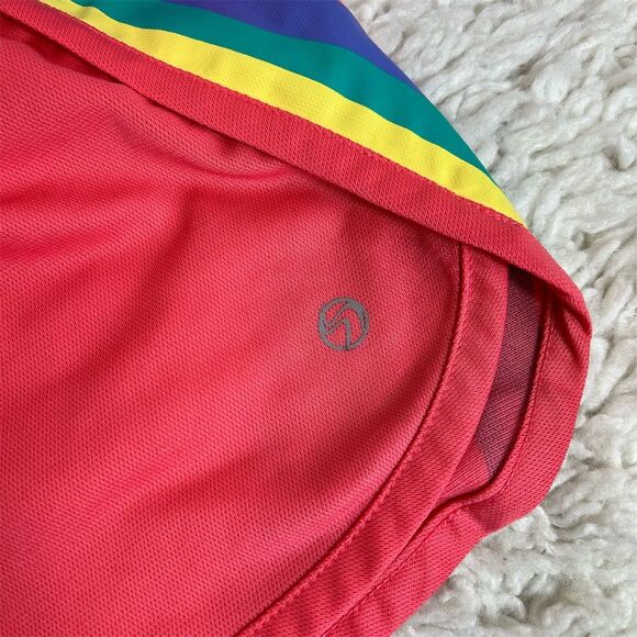 Athletika Couture Women's Pink Dolphin Shorts M Rainbow Trim - Picture 3 of 8